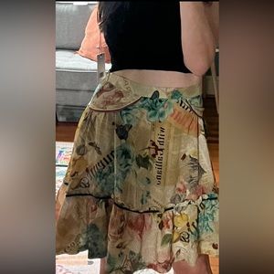 John Galliano Newspaper/Floral Skirt